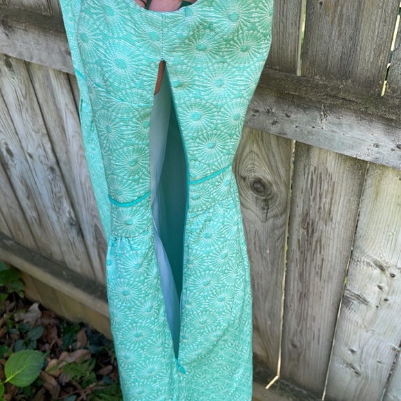 Boden Clara Dress floral daisy jacquard textured glam retro mint 10 10 R - Picture 8 of 11